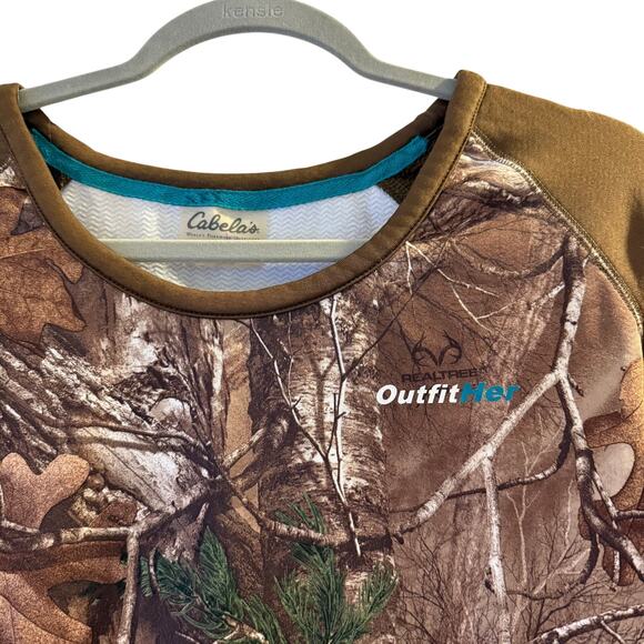 Cabela's Camo OutfitHer Long sleeve thermal top SZ M Women Hunt Country Camp - Picture 3 of 6